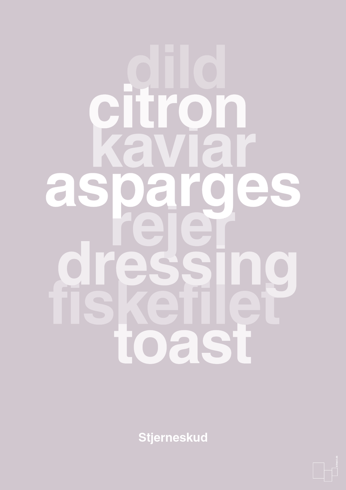 plakat: stjerneskud - dusty lilac-Opskrifter-A1two3