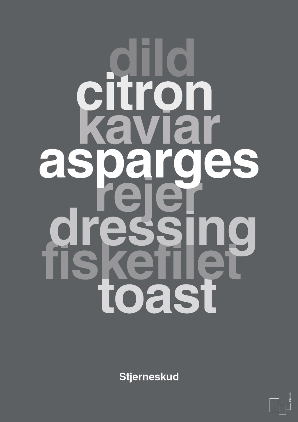 plakat: stjerneskud - graphic charcoal-Opskrifter-A1two3
