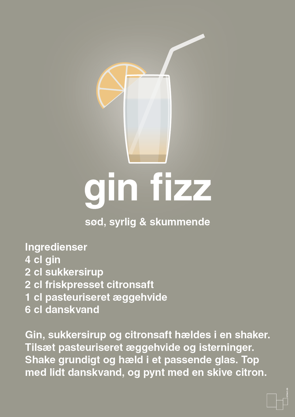 plakat: gin fizz - battleship gray-Cocktails-A1two3