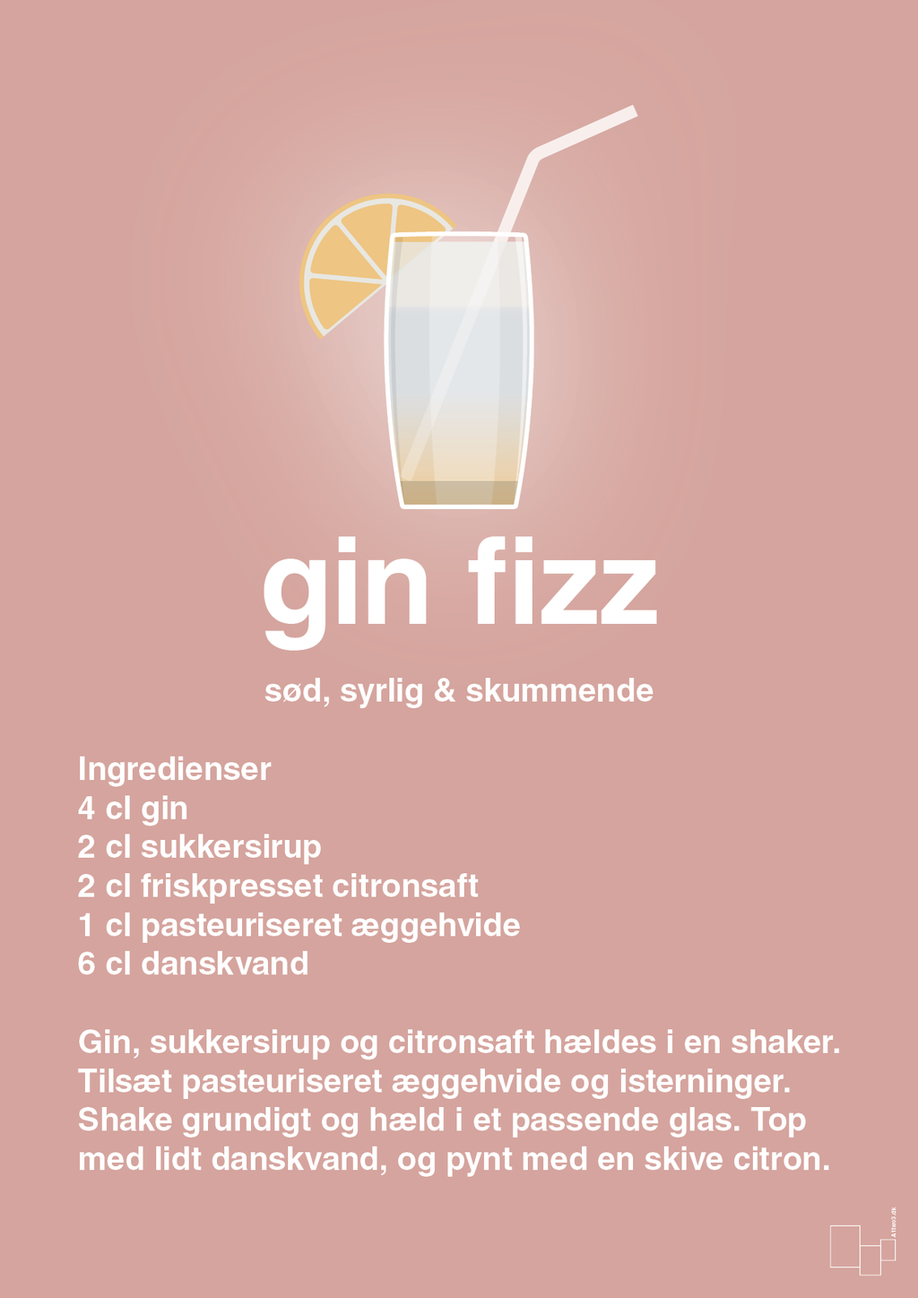 plakat: gin fizz - bubble shell-Cocktails-A1two3