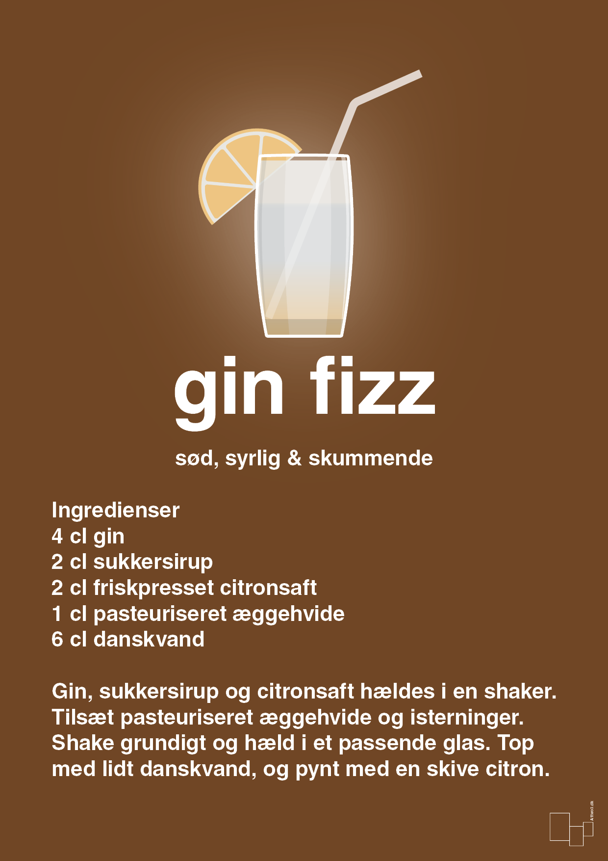 plakat: gin fizz - dark brown-Cocktails-A1two3