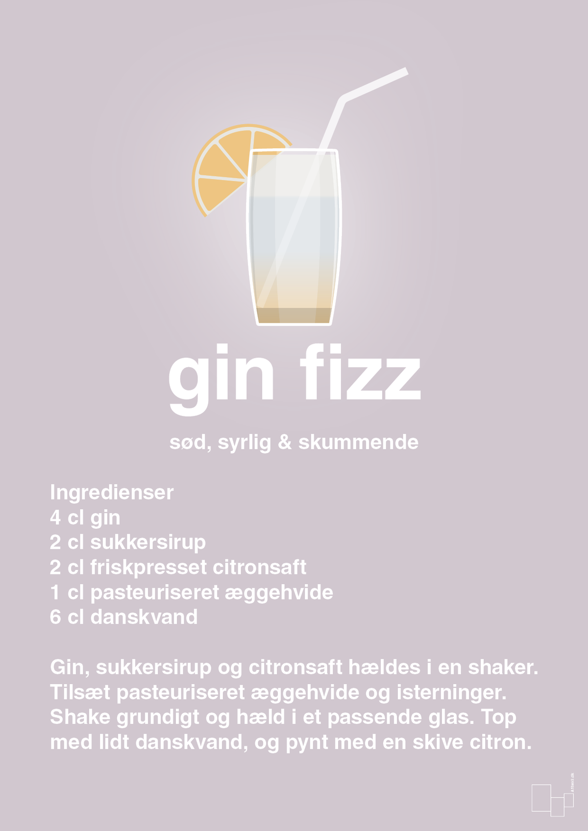 plakat: gin fizz - dusty lilac-Cocktails-A1two3