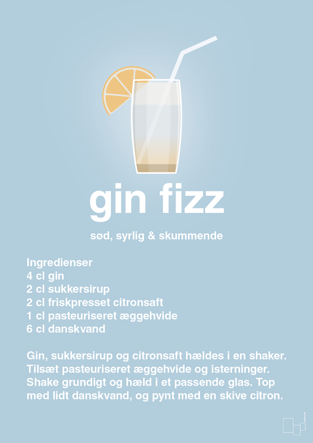 plakat: gin fizz - heavenly blue-Cocktails-A1two3