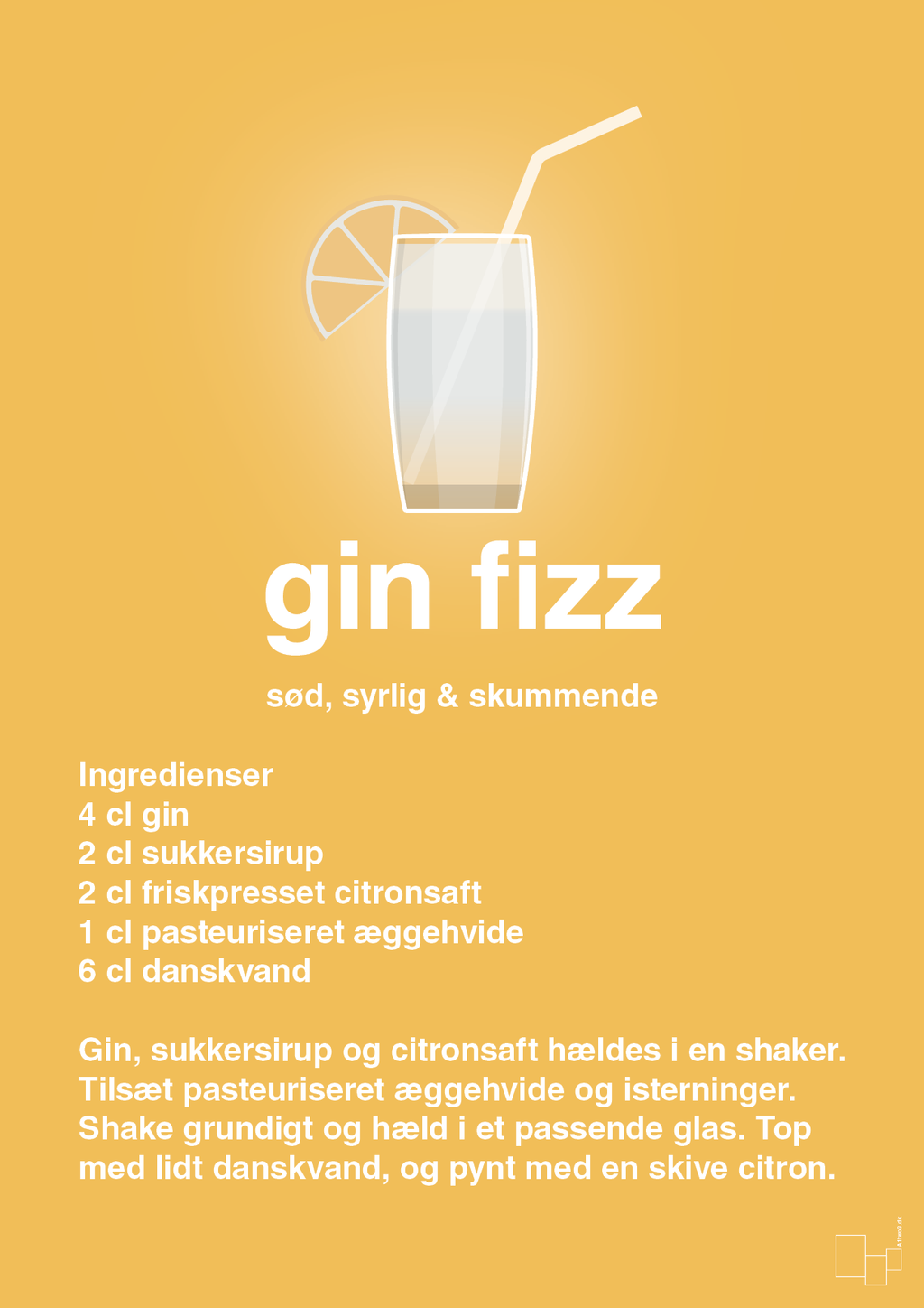 plakat: gin fizz - honeycomb-Cocktails-A1two3