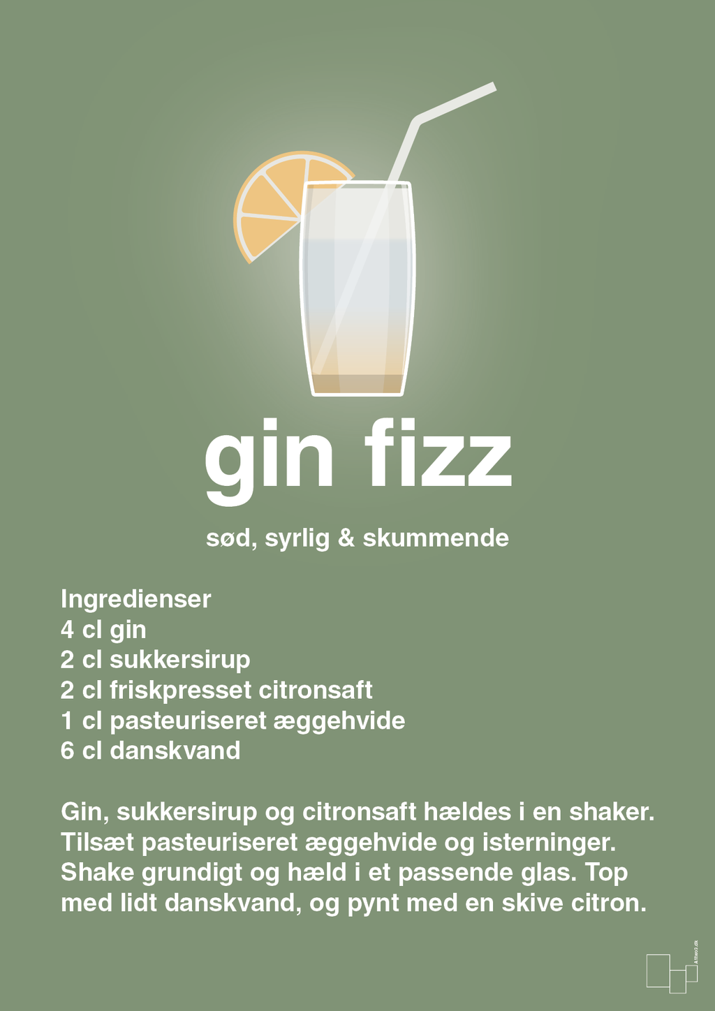 plakat: gin fizz - jade-Cocktails-A1two3