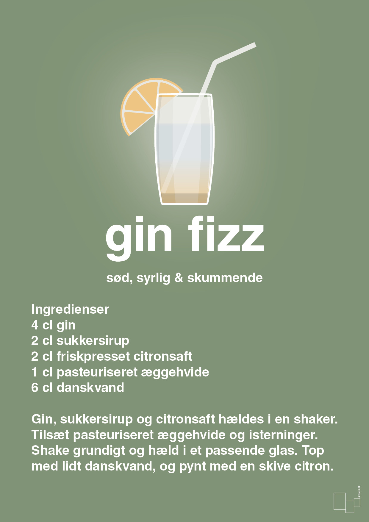 plakat: gin fizz - jade-Cocktails-A1two3