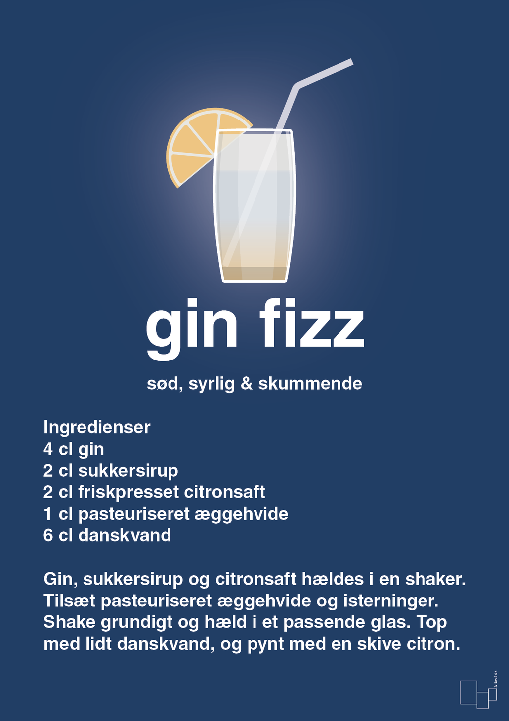 plakat: gin fizz - lapis blue-Cocktails-A1two3