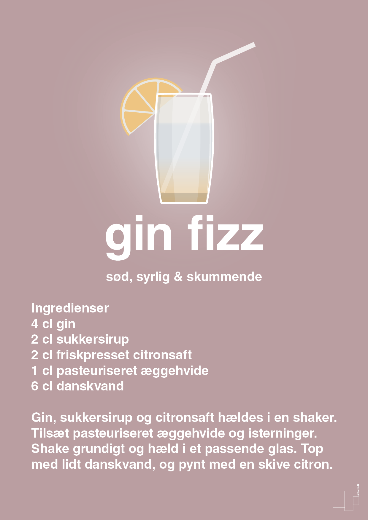 plakat: gin fizz - light rose-Cocktails-A1two3