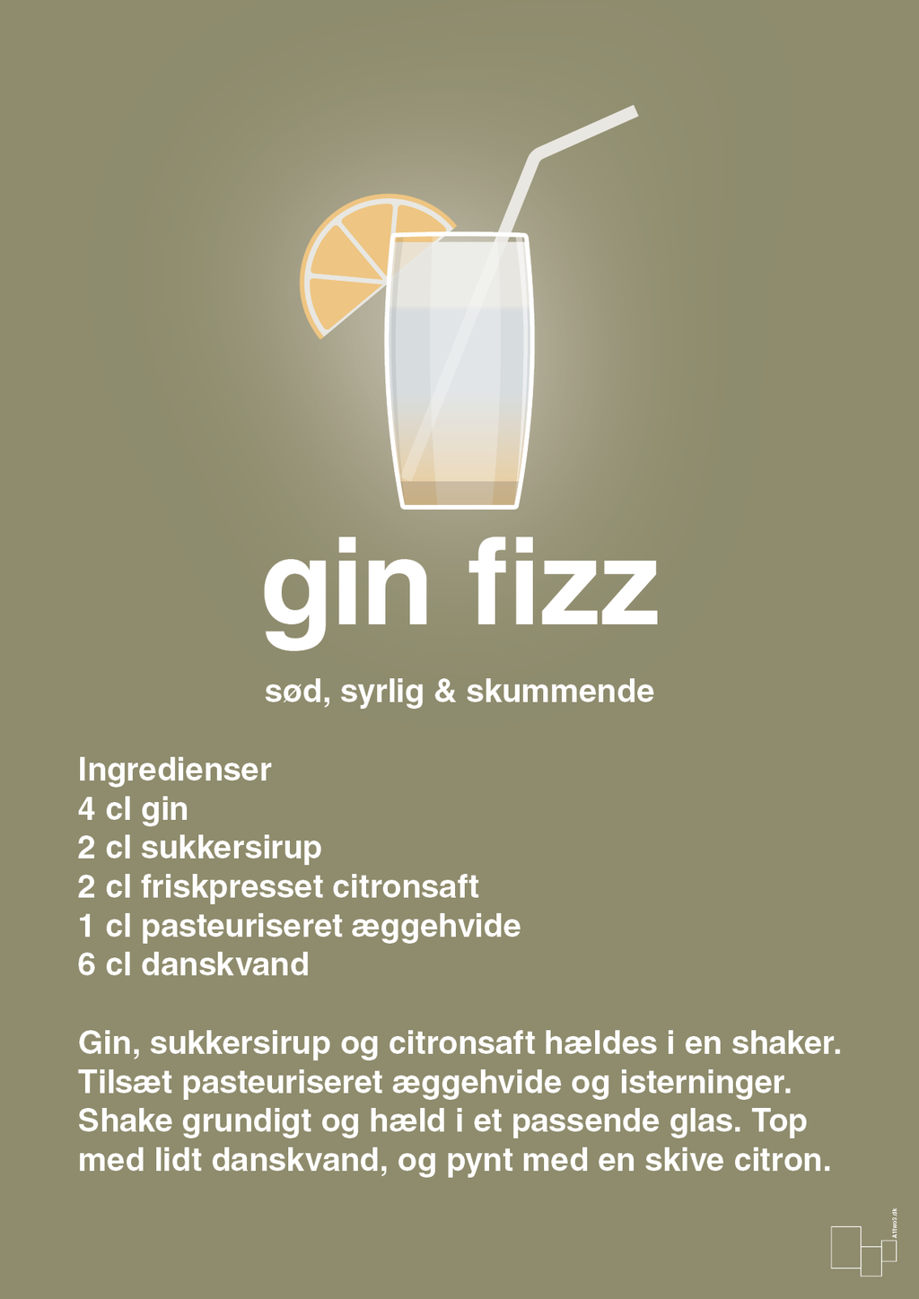 plakat: gin fizz - misty forrest-Cocktails-A1two3