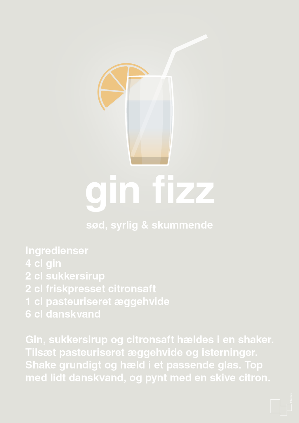 plakat: gin fizz - painters white-Cocktails-A1two3