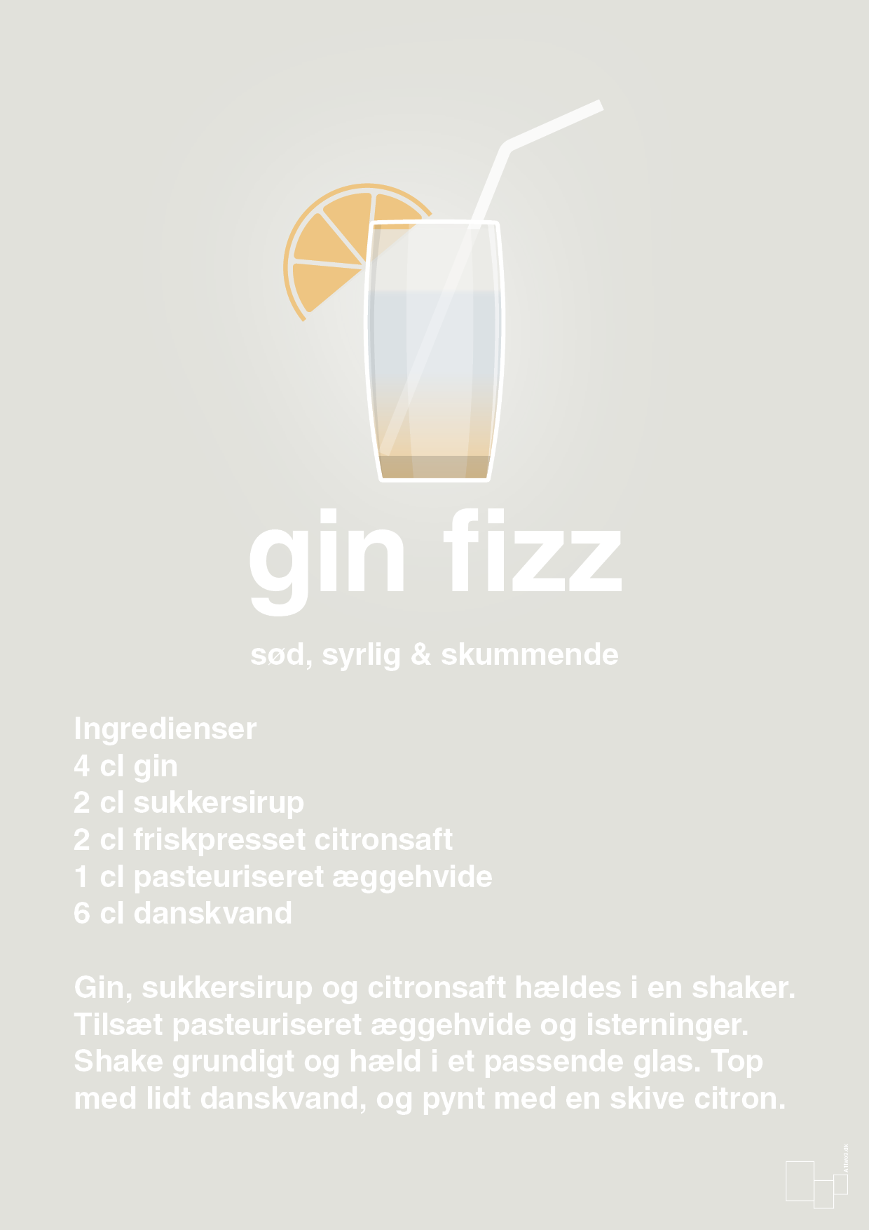 plakat: gin fizz - painters white-Cocktails-A1two3