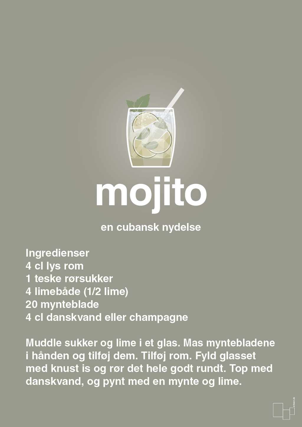 plakat: mojito - battleship gray-Cocktails-A1two3