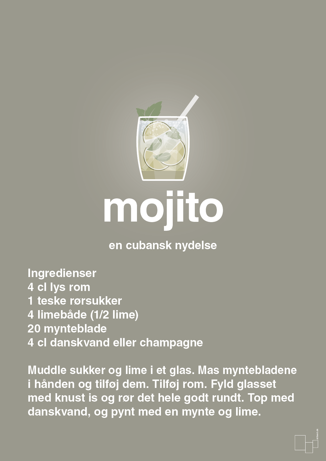 plakat: mojito - battleship gray-Cocktails-A1two3
