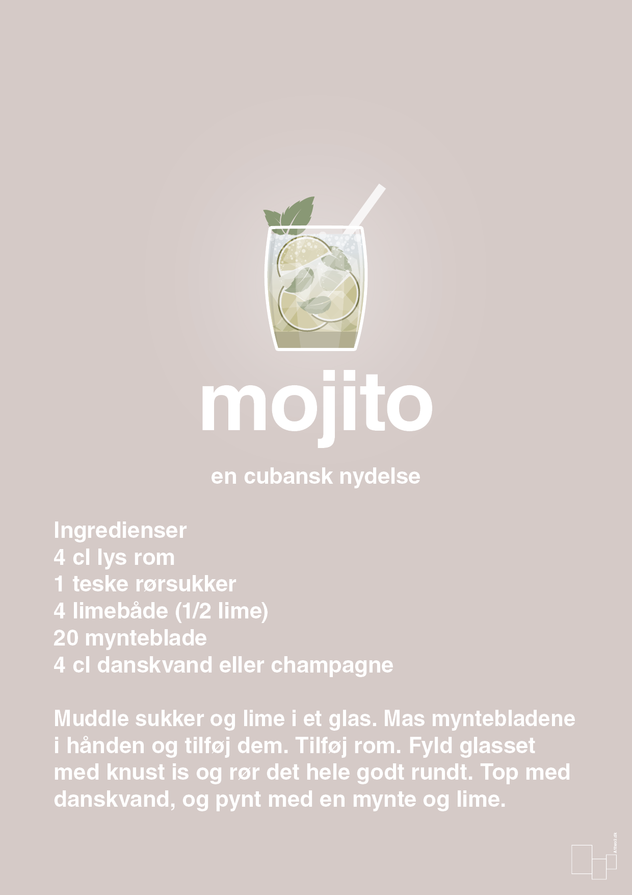 plakat: mojito - broken beige-Cocktails-A1two3