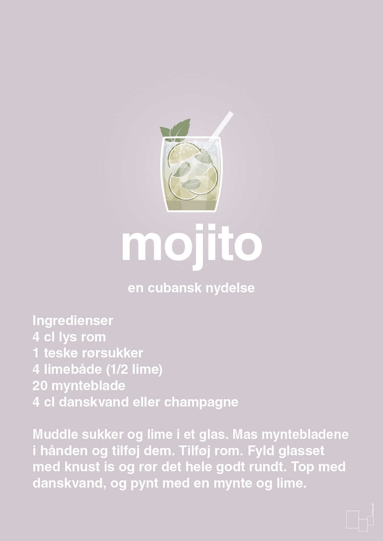 plakat: mojito - dusty lilac-Cocktails-A1two3