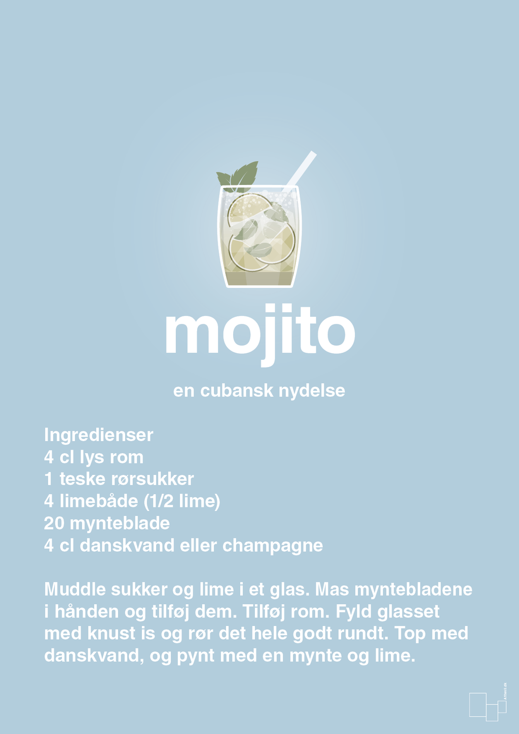 plakat: mojito - heavenly blue-Cocktails-A1two3