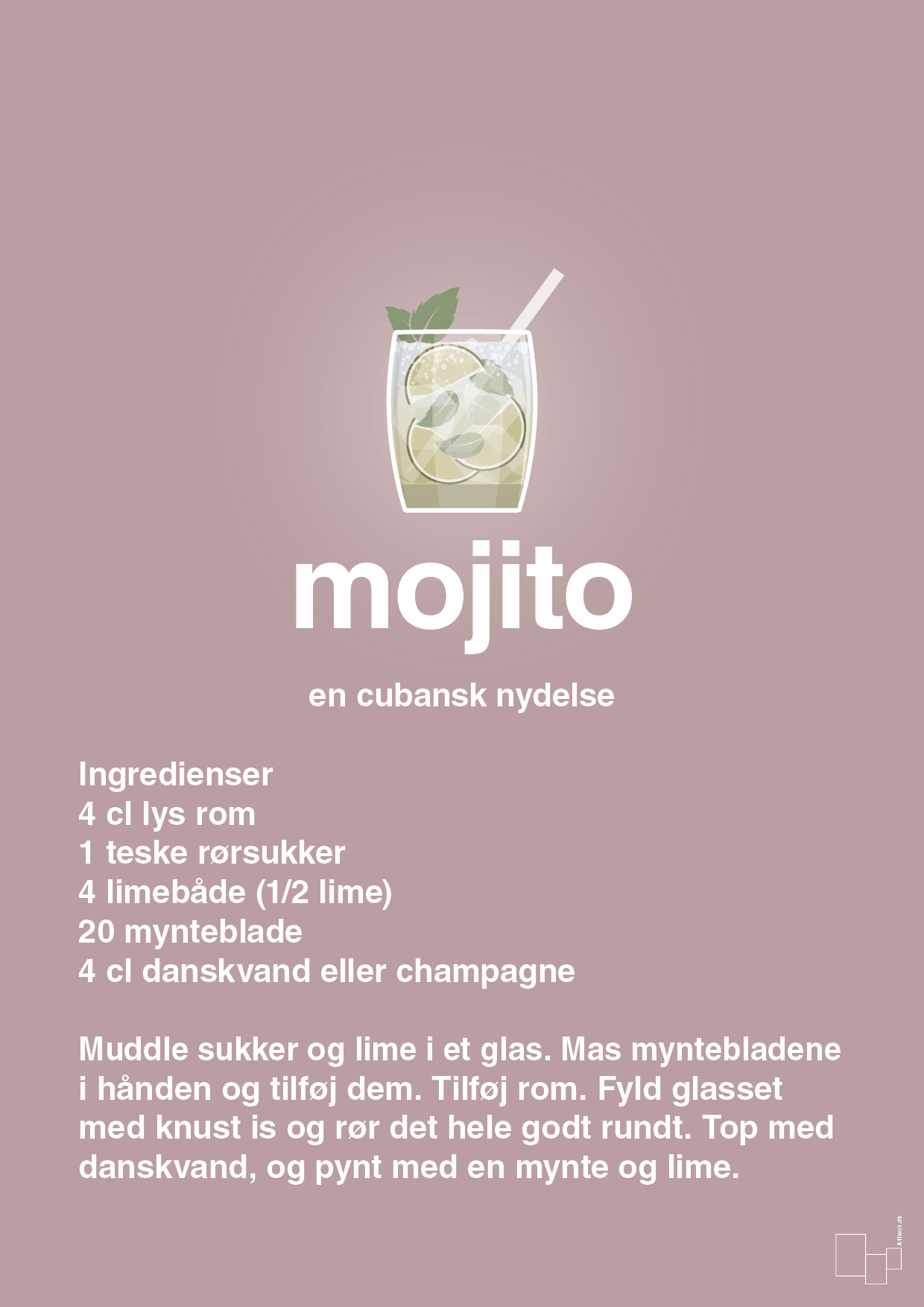 plakat: mojito - light rose-Cocktails-A1two3