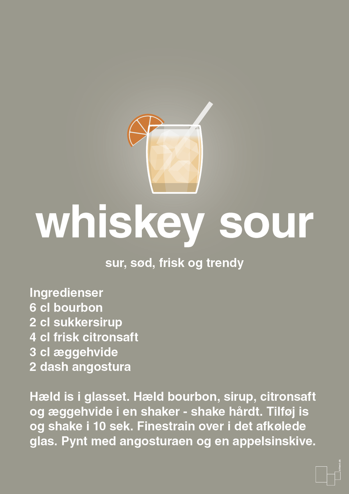 plakat: whiskey sour - battleship gray-Cocktails-A1two3