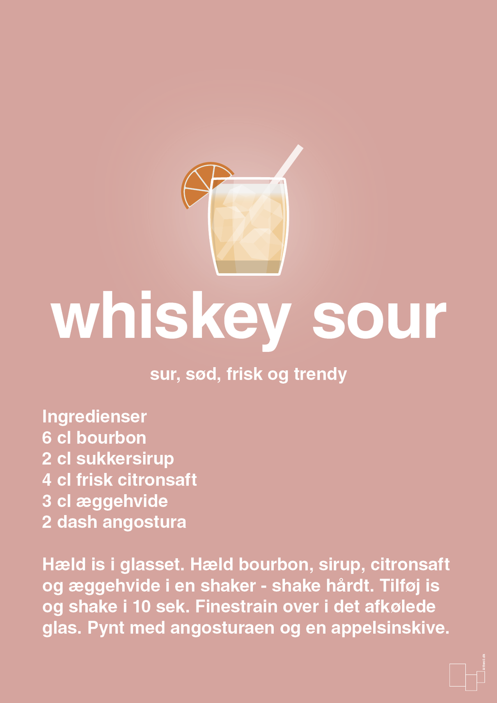 plakat: whiskey sour - bubble shell-Cocktails-A1two3