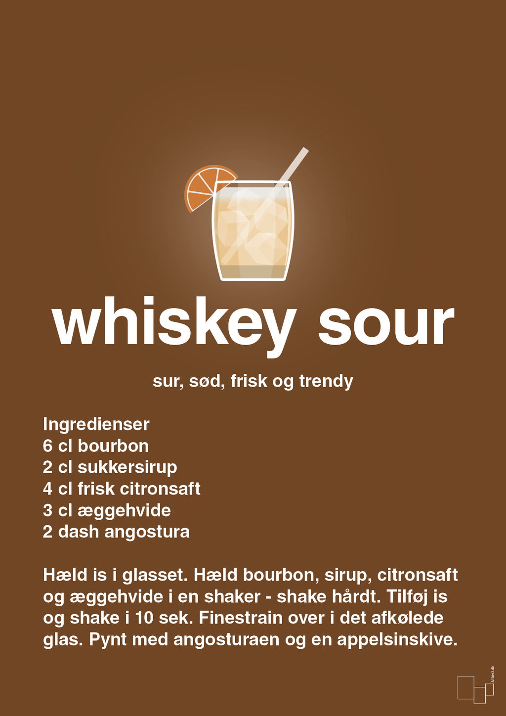 plakat: whiskey sour - dark brown-Cocktails-A1two3