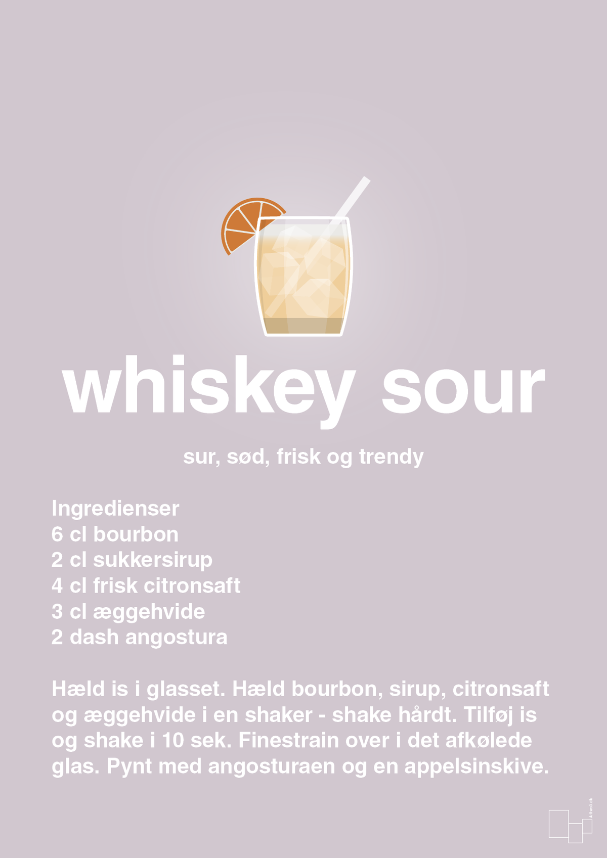 plakat: whiskey sour - dusty lilac-Cocktails-A1two3