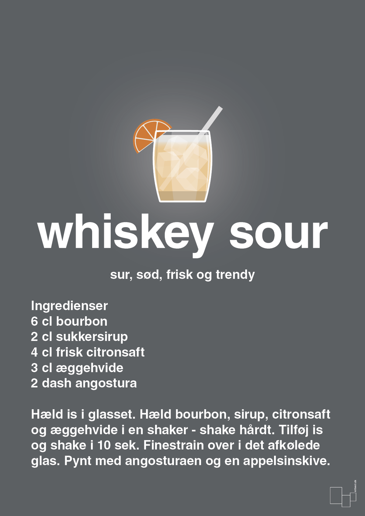 plakat: whiskey sour - graphic charcoal-Cocktails-A1two3