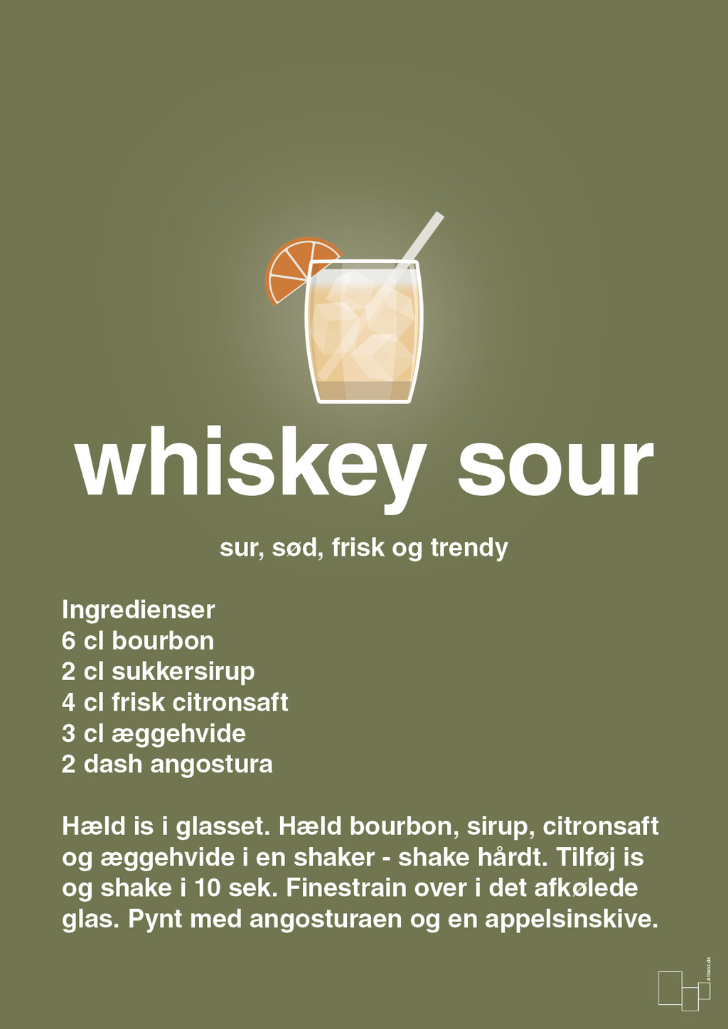 plakat: whiskey sour - secret meadow-Cocktails-A1two3