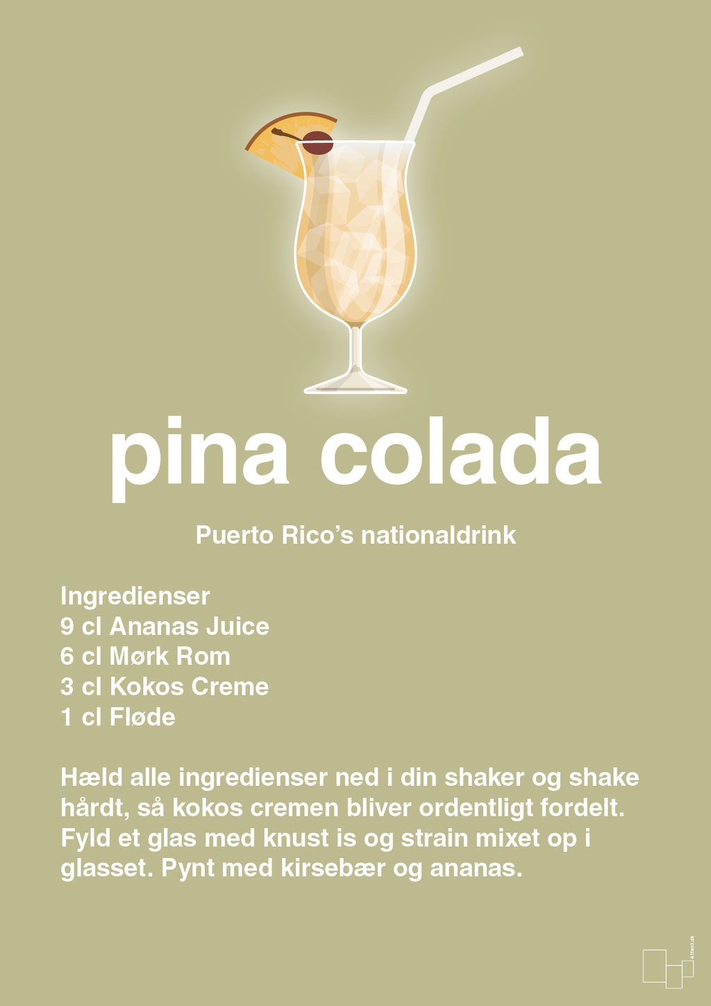 plakat: pina colada - back to nature-Cocktails-A1two3