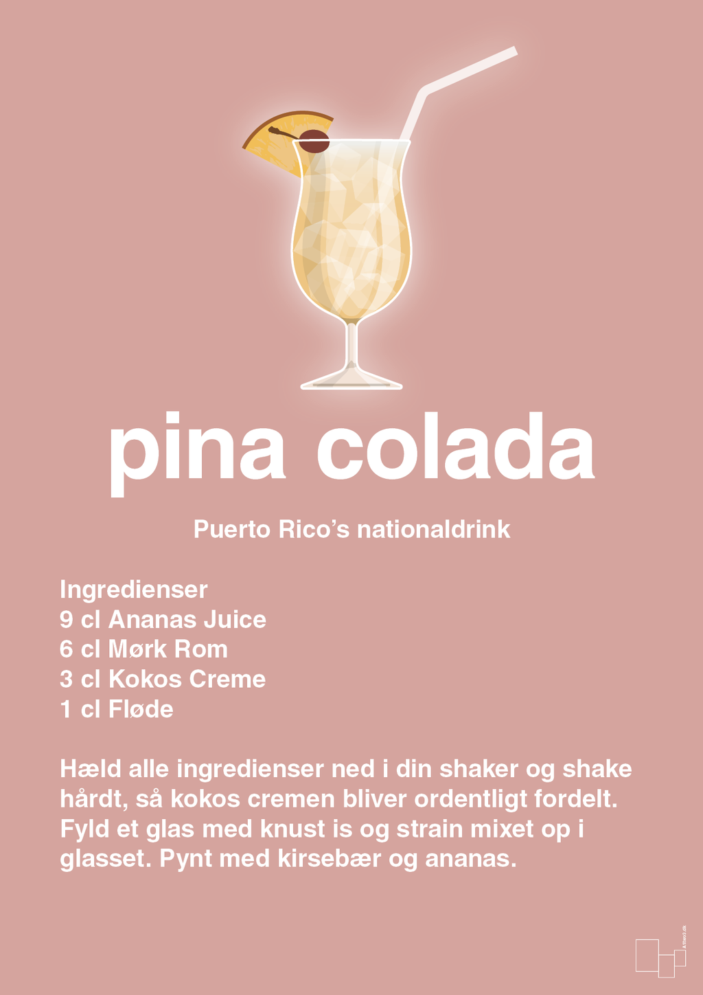plakat: pina colada - bubble shell-Cocktails-A1two3
