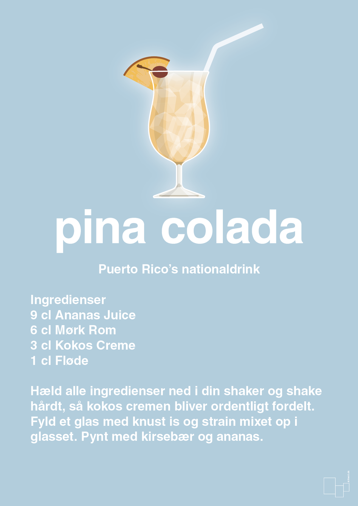 plakat: pina colada - heavenly blue-Cocktails-A1two3