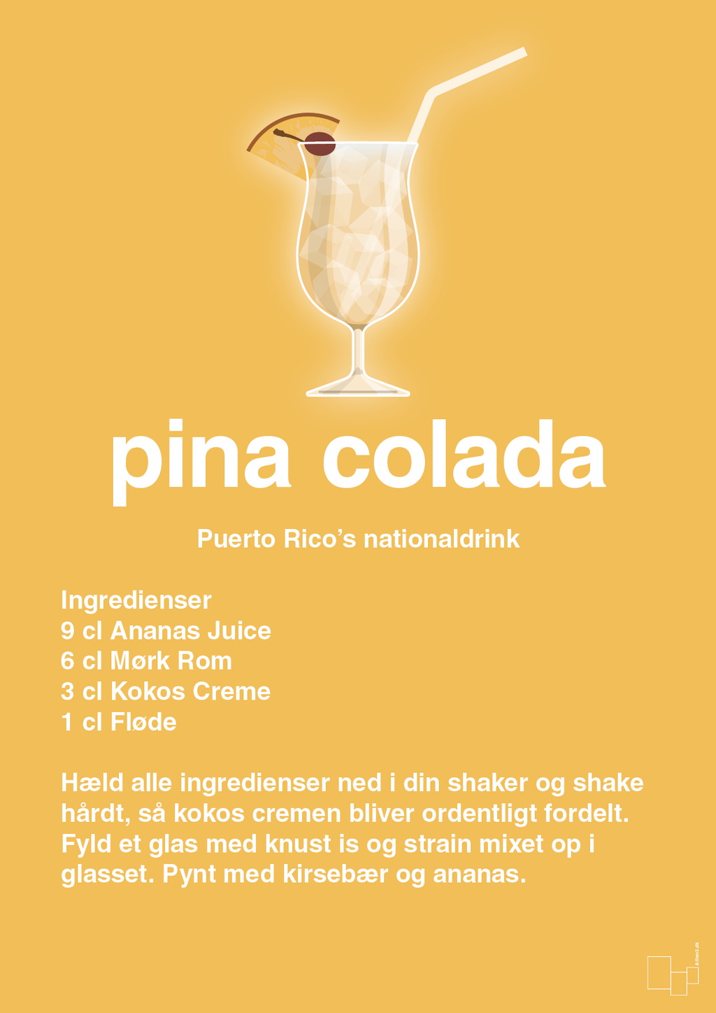 plakat: pina colada - honeycomb-Cocktails-A1two3