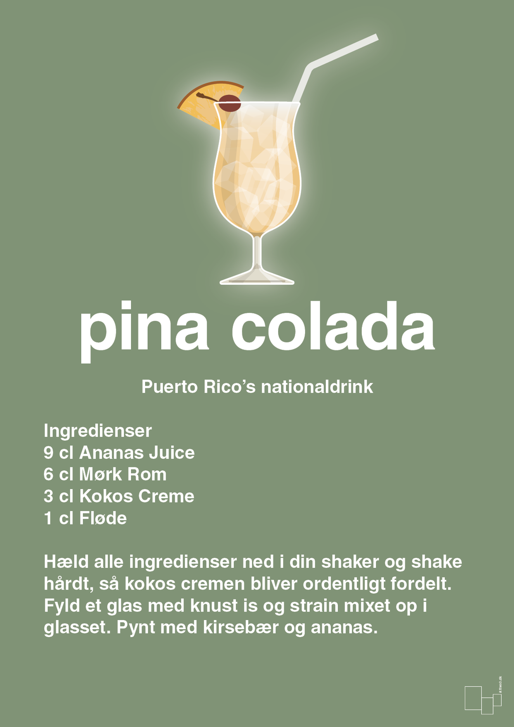 plakat: pina colada - jade-Cocktails-A1two3