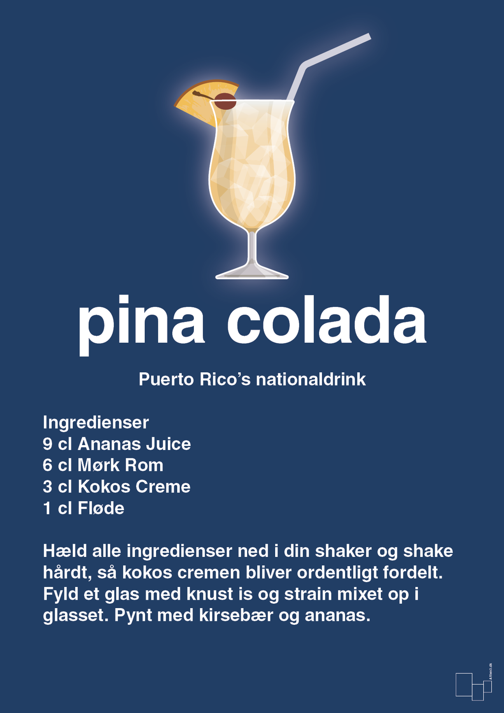 plakat: pina colada - lapis blue-Cocktails-A1two3