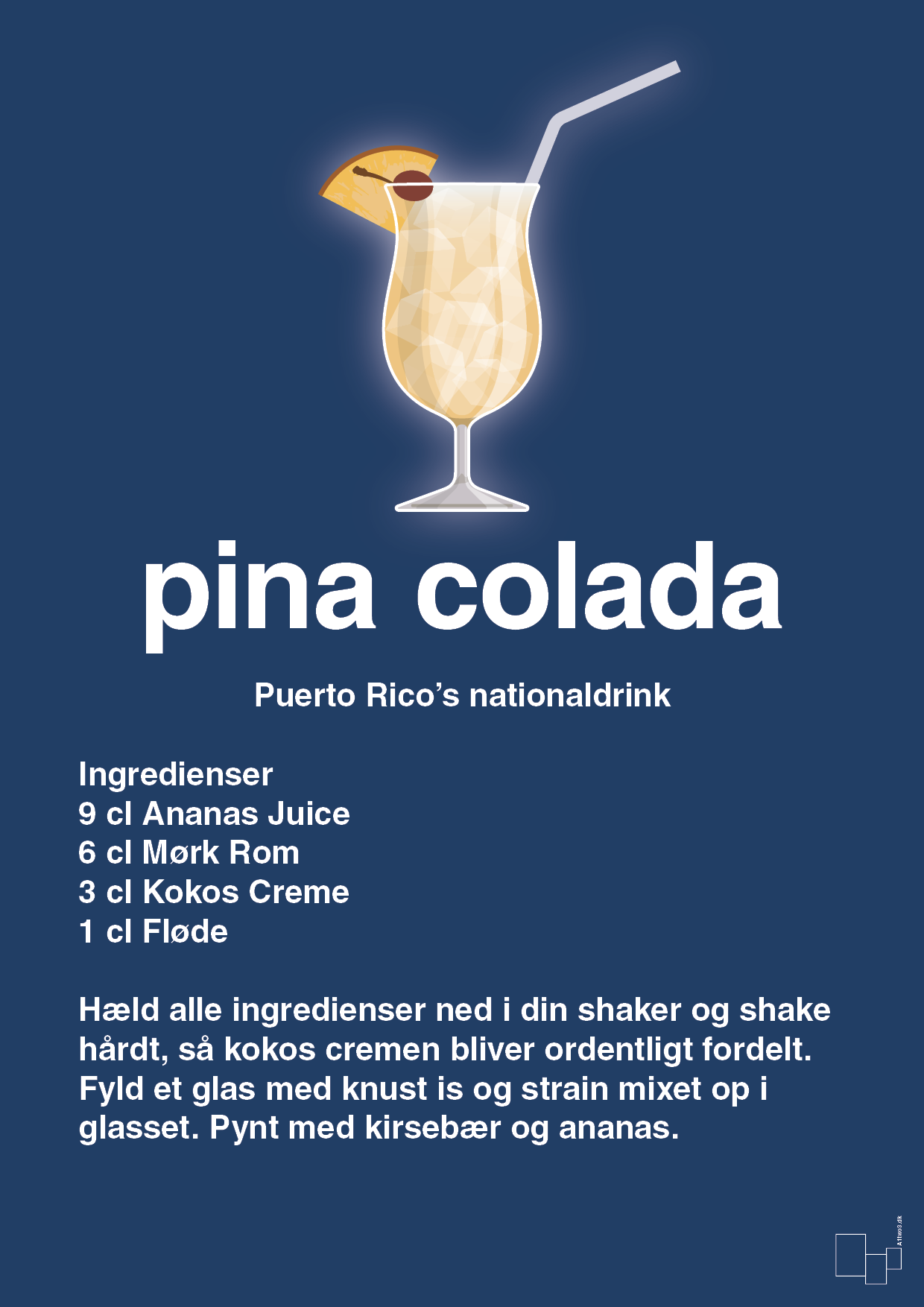 plakat: pina colada - lapis blue-Cocktails-A1two3