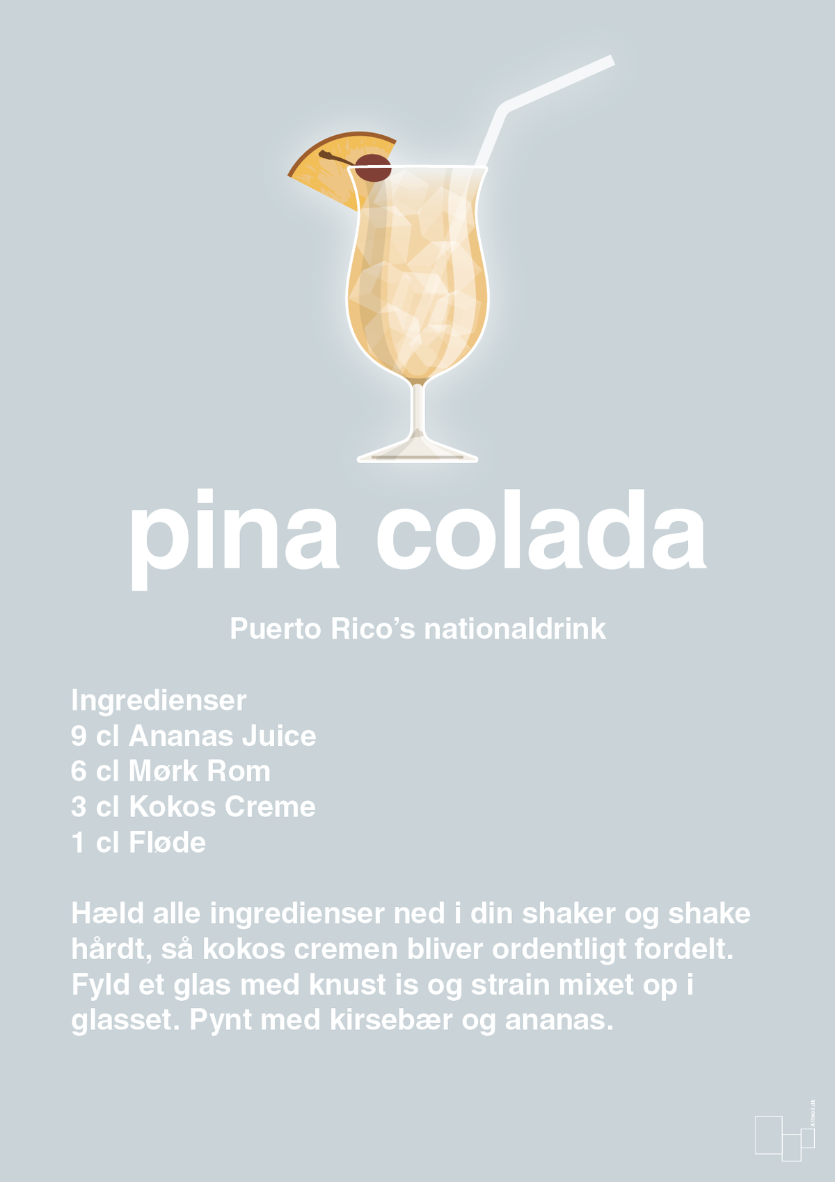 plakat: pina colada - light drizzle-Cocktails-A1two3