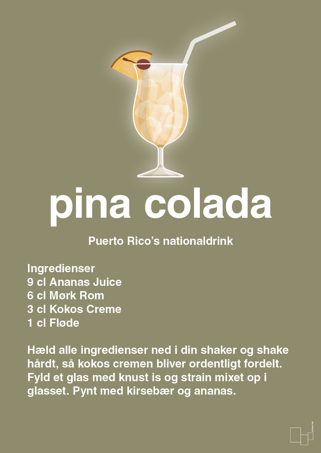 plakat: pina colada - misty forrest-Cocktails-A1two3