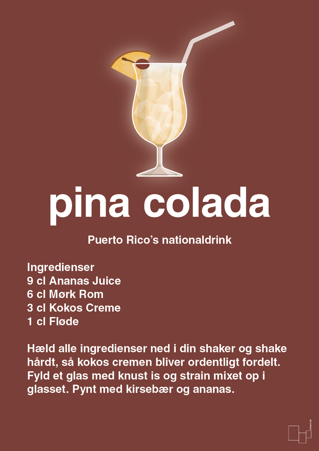 plakat: pina colada - red pepper-Cocktails-A1two3