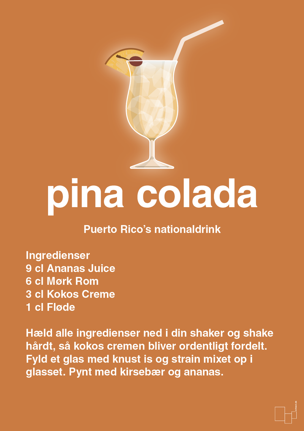 plakat: pina colada - rumba orange-Cocktails-A1two3