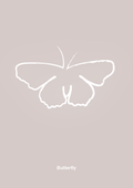 plakat: sommerfugl - broken beige-Tegning-A1two3