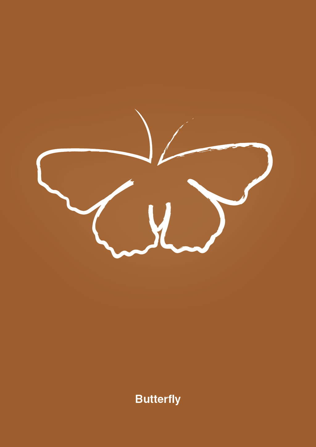 plakat: sommerfugl - cognac-Tegning-A1two3
