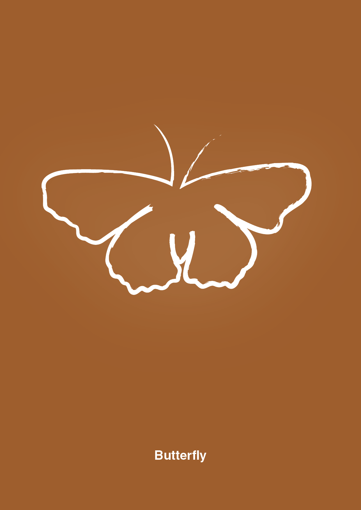plakat: sommerfugl - cognac-Tegning-A1two3
