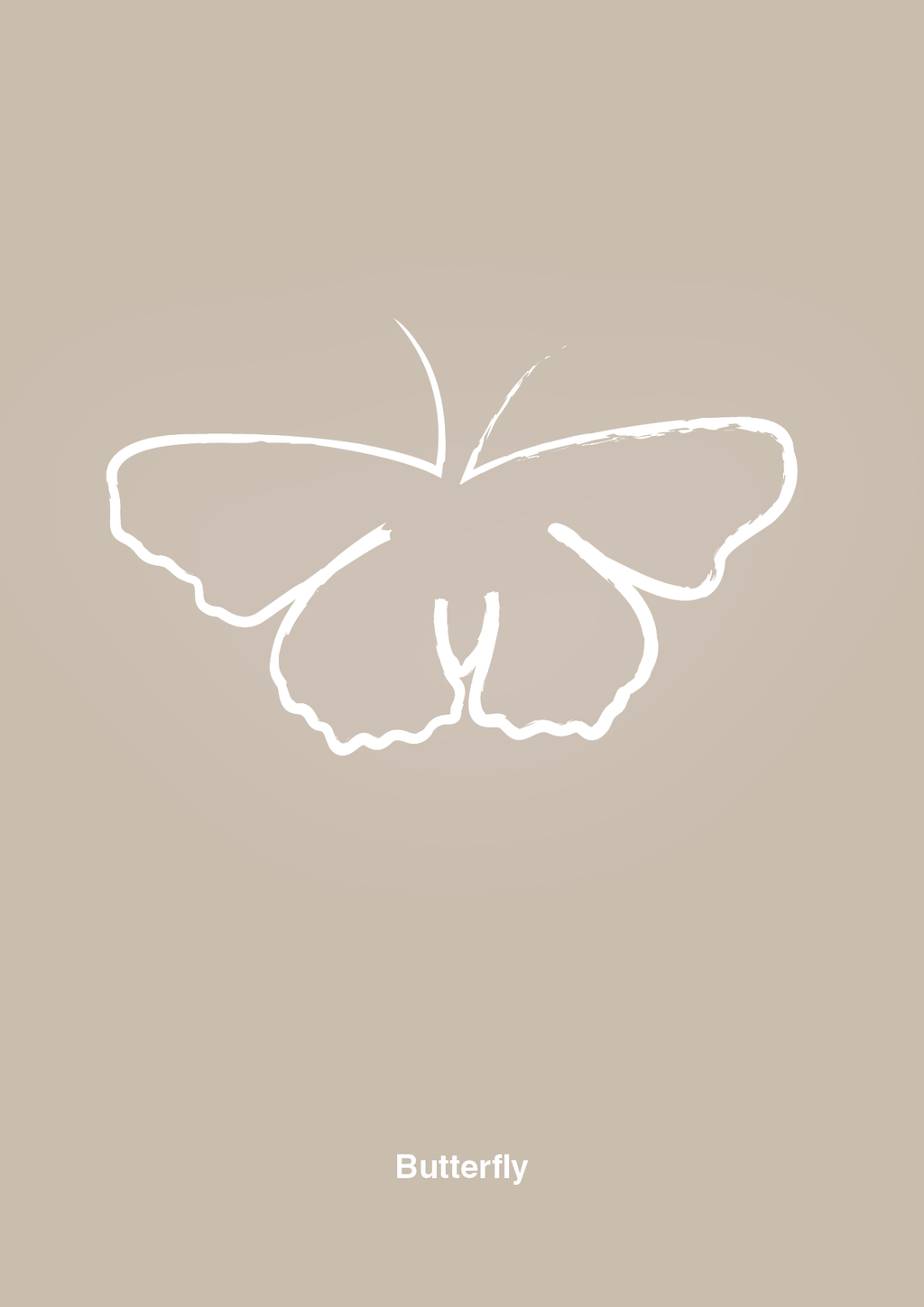 plakat: sommerfugl - creamy mushroom-Tegning-A1two3