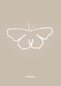 plakat: sommerfugl - creamy mushroom-Tegning-A1two3