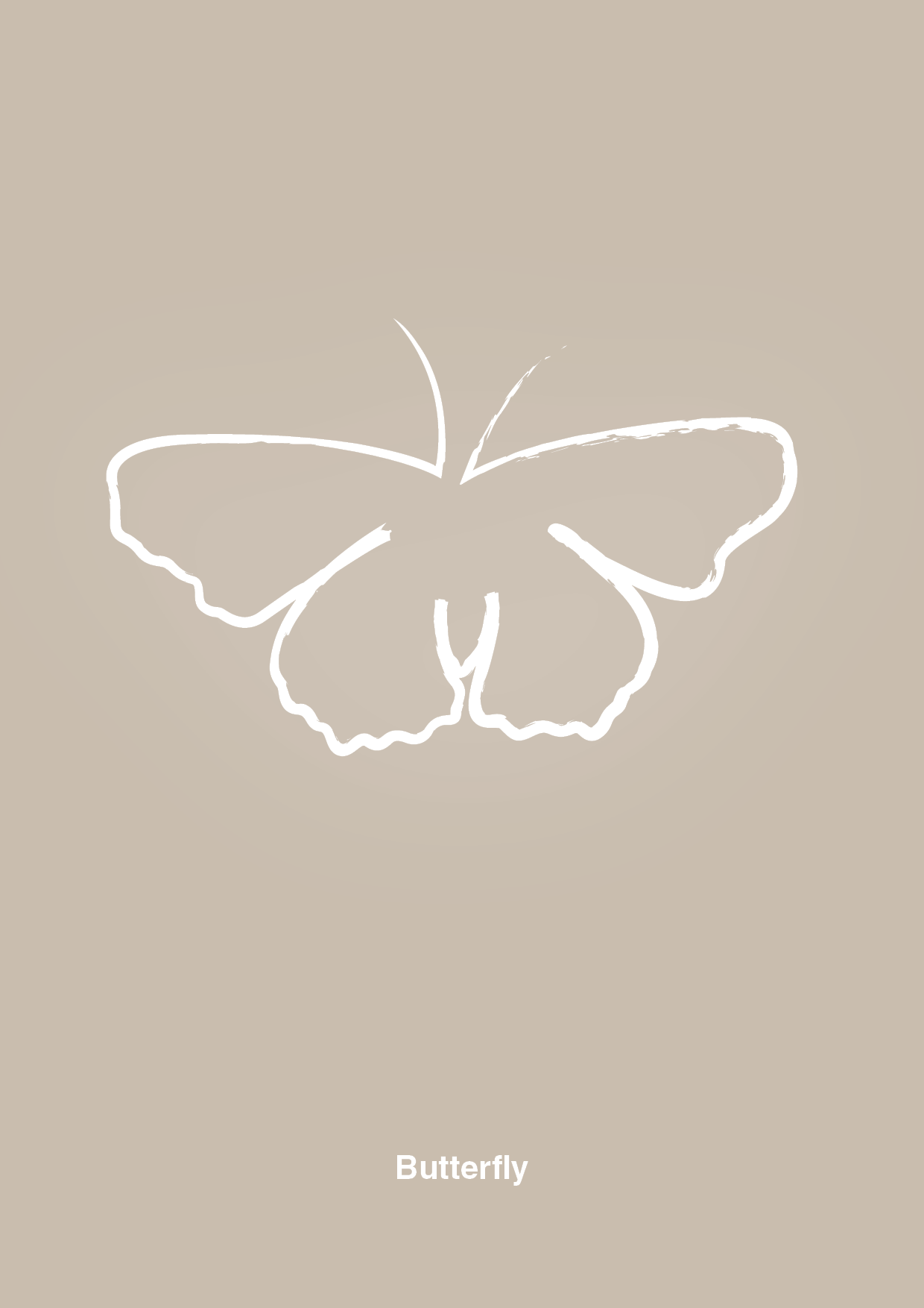 plakat: sommerfugl - creamy mushroom-Tegning-A1two3