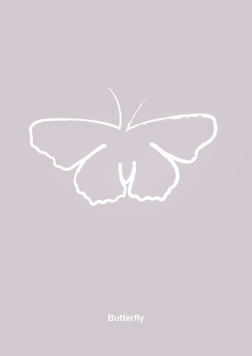 plakat: sommerfugl - dusty lilac-Tegning-A1two3