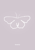 plakat: sommerfugl - dusty lilac-Tegning-A1two3