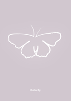 plakat: sommerfugl - dusty lilac-Tegning-A1two3