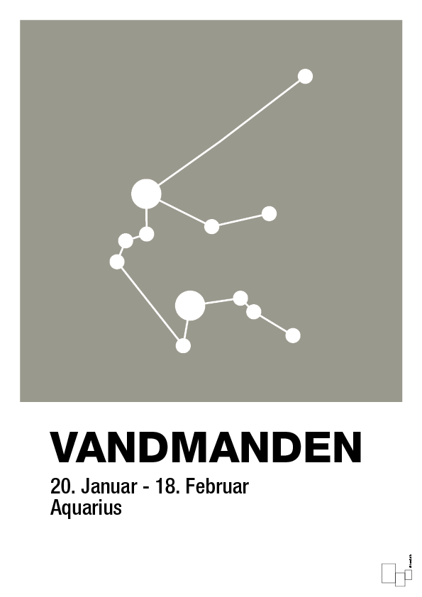 plakat: stjernebillede vandmanden - battleship gray-Stjernetegn-A1two3