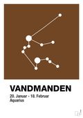 plakat: stjernebillede vandmanden - dark brown-Stjernetegn-A1two3