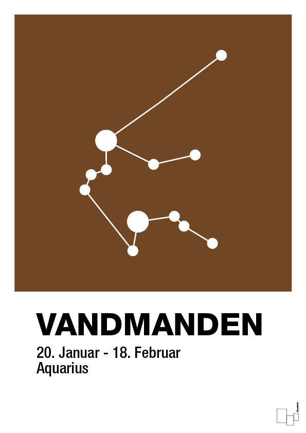 plakat: stjernebillede vandmanden - dark brown-Stjernetegn-A1two3